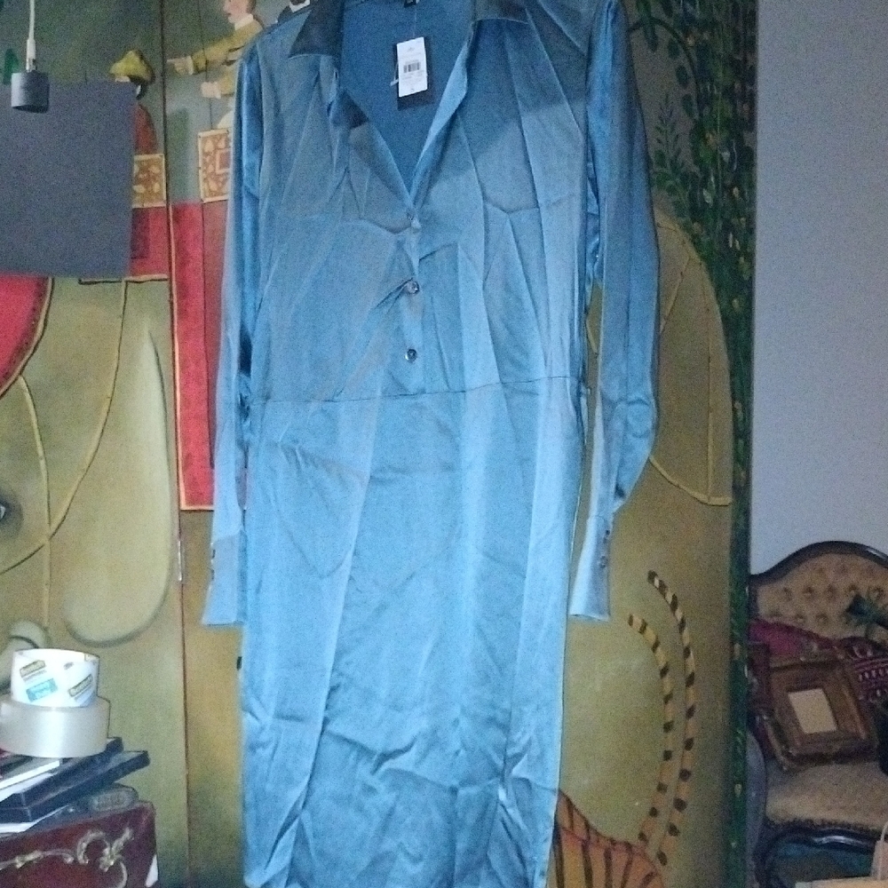 Gorgeous Ann Taylor Steele Blue Long-Sleeve Dress *****